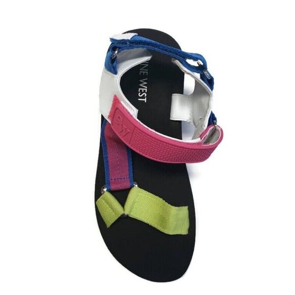 Nine West Taven2 Wedge Open Toe Sandals Womens Size 5 Light Green Fabric - Picture 2 of 7